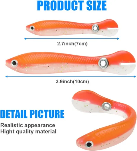 Miniatura 5 de Ainiv Bionic - Señuelo de pesca, suave kit de señuelos de pesca biónicos creativos y realistas, accesorio de pesca para agua dulce y salada