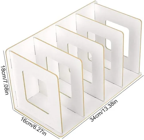 Miniatura 2 de Fdit Estantería de escritorio de madera Estantería de almacenamiento para organizador de oficina en casa y escuela (blanco cálido)