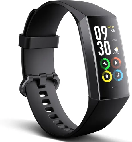Rastreador de actividad física con monitor de sueño de oxígeno en sangre y frecuencia cardíaca 24/7, monitor de actividad con pantalla táctil AMOLED