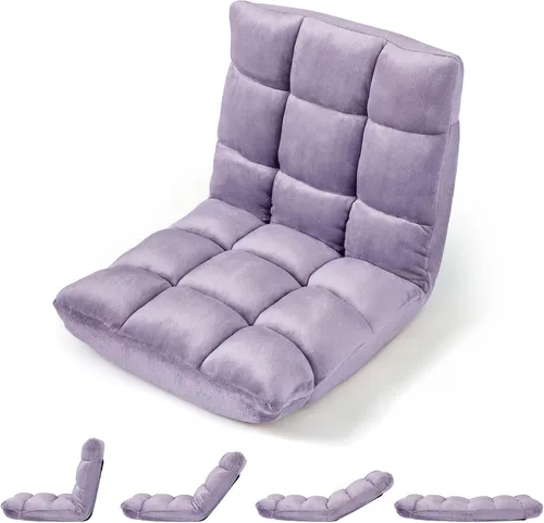 Miniatura 30 de Giantex Silla de suelo con soporte de espalda, 14 posiciones ajustables, cama plegable acolchada, sofá reclinable, sillas de suelo plegables