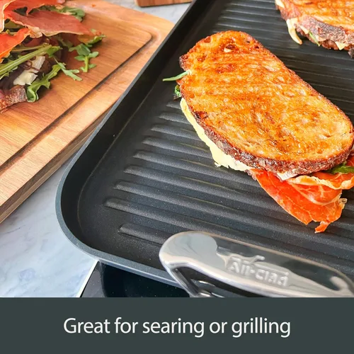 Miniatura 4 de All-Clad HA1 - Sartén para parrilla/plancha antiadherente anodizada dura, 33x51 cm, apta para horno y parrilla, 260°C, juego de ollas y sartenes