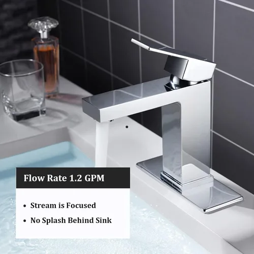 Miniatura 5 de Lava Odoro - Grifo de baño cromado, grifo de baño de un solo agujero, grifo de lavabo de baño de una sola manija con ensamblaje de drenaje Cromo