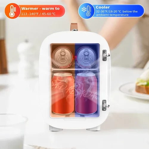 Miniatura 5 de Hansburg Mini Nevera para Dormitorio Espejo Enfriador y Calentador de Cuidado de la Piel Refrigerador Portátil 4 Litros/6 Latas con Opción 12V