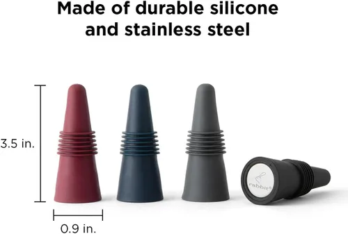 Miniatura 2 de Rabbit W6121 - Juego de 4 tapones para botellas de vino, multicolor para preservar la frescura, elegante y duradero, perfecto para fiestas y regalos