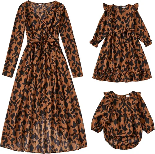 Vestidos a juego para mamá y yo, vestido bohemio con volantes, estampado floral, manga larga, casual, otoño, invierno, mamá, hija, trajes a juego