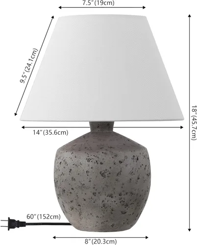 Miniatura 4 de JONATHAN Y JYL5606A-SET2 Myron 18" lámpara de mesa minimalista escandinava de efecto hormigón, resina/hierro LED para recámara, sala, oficina