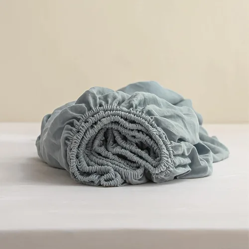 Miniatura 14 de Simple&Opulence Sábana bajera ajustable 100% lino (1 pieza), funda de colchón, lino belga natural, tamaño matrimonial, bolsillo profundo de 14 Gris