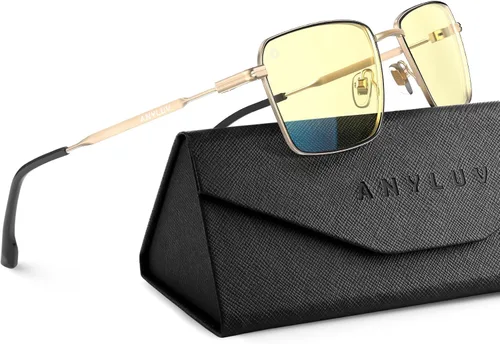 Miniatura 11 de ANYLUV Rectangle Blue Light Glasses, Classic Business Style Computer Glasses, Lightweight Metal Eyeglasses for Anti Eyestrain