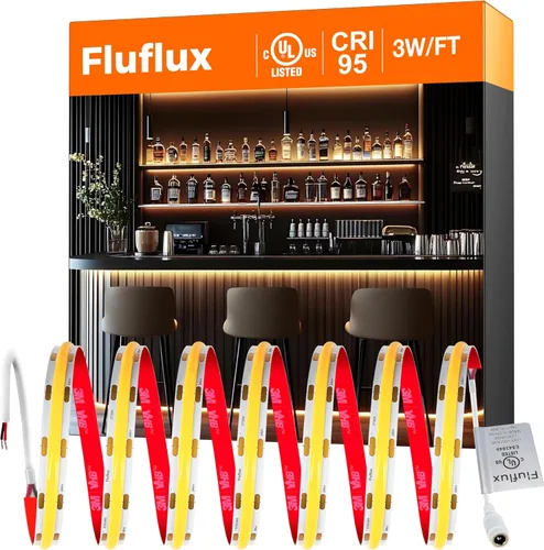 Miniatura 10 de Tira de luces LED COB 2700K, cinta de luz flexible premium de 24V CC con fuerte cinta VHB de 3M, CRI 95, certificación UL, cortable, regulable
