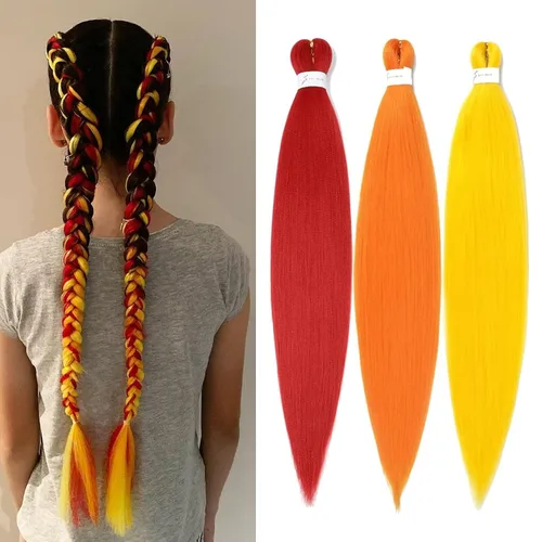 Miniatura 23 de Cabello trenzado preestirado de 18 pulgadas, 3 paquetes de cabello rubio miel preestirado, extensiones de cabello sintético profesional, sin
