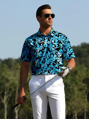 Miniatura 3 de APTRO Camisas polo de golf para hombre que absorben la humedad, camisas de golf hawaianas de ajuste seco