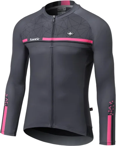 Miniatura 64 de Santic - Camiseta de ciclismo para hombre, manga larga, reflejante, cremallera completa, con bolsillos