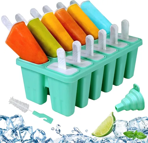 Moldes de paletas de silicona de 12 cavidades, molde de paleta de hielo DIY para niños, adolescentes y adultos, moldes de helado libres de BPA para