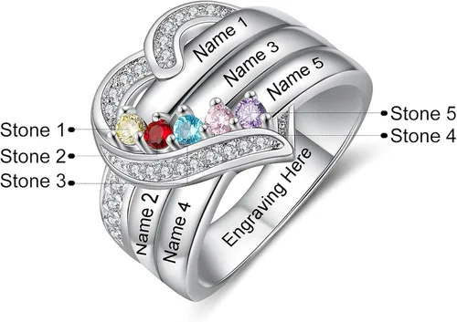 Miniatura 4 de Wendy Made Birthstone Rings for Women Custom Mother Daughter Rings for Mom Personalized Name Rings for BFF Ring Friendship Rings for Women Girls