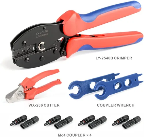 Miniatura 7 de iCrimp - Kit de herramientas de prensado de panel solar fotovoltaico, con conector solar c/w funciona para AWG14-10, 2.5/4/6mm², conectores solares