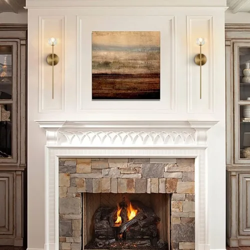 Miniatura 4 de BOKT Juego de 2 apliques de pared de cristal dorado moderno de mediados de siglo, juego de 2 lámparas de pared largas de latón cepillado dorado