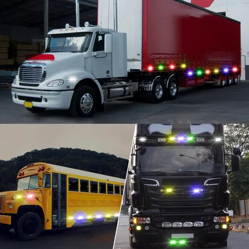 Miniatura 7 de Biqing 4 luces LED blancas de 1.8 pulgadas, 6 luces LED de marcador de remolque, luces indicadoras LED de montaje delantero y trasero, bisel Blanco