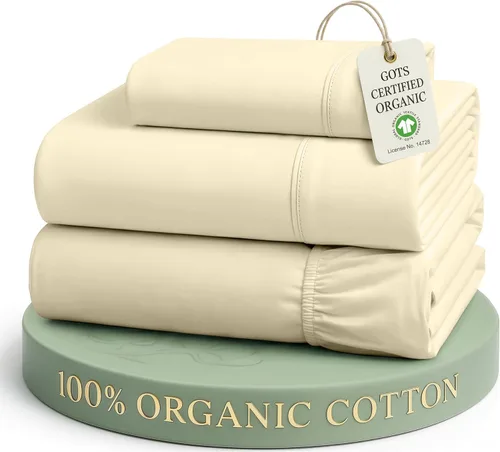 Miniatura 31 de Lane Linen Sábanas de cama tamaño Queen, juego de sábanas 100 % algodón orgánico, sábanas refrescantes suaves tamaño Queen, juego de sábanas Queen