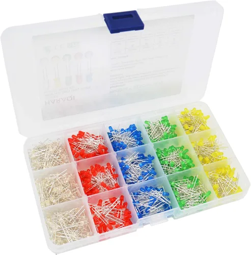 Miniatura 8 de Kit surtido de diodos emisores de luz LED de 500 piezas de 0.197 in para circuito de PCB de bricolaje Bajo voltaje, diodo difuso, para circuito