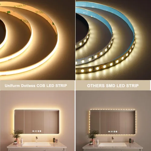 Miniatura 3 de TOPAI Tira de luces LED COB de 24 V, 3000 K, blanco cálido, 16.4 pies, ultra brillante, 400 lm/ft, sin puntos, CRI>92 480LED/M, alta densidad