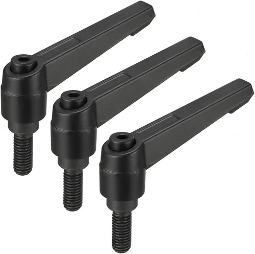 Miniatura 10 de uxcell M6 x 0.787 in Mango de palanca de sujeción ajustable Rosca Botón de trinquete macho roscado Perillas de bloqueo Tornillo giratorio Perno