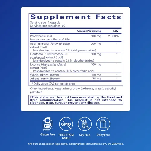 Miniatura 2 de Pure Encapsulations Fórmula ADR Suplemento para el apoyo de la función de las glándulas inmunes y suprarrenales* 60 cápsulas
