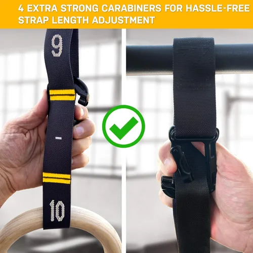 Miniatura 3 de Anillos de gimnasia de madera Double Circle con correas numeradas de ajuste rápido y guía de videos de ejercicios - Anillos de entrenamiento