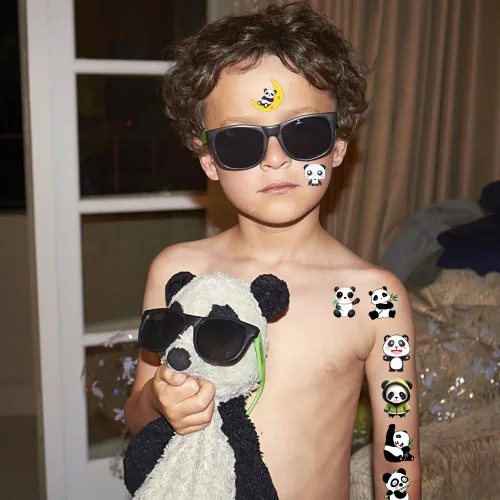 Miniatura 4 de 270 tatuajes temáticos de panda, calcomanías temporales adecuadas para fiesta de cumpleaños temática de panda, revelación de género, baby shower