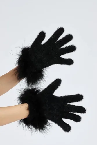 Miniatura 76 de Sahabowi Guantes de cuero para clima frío Manopla de lana cálida de invierno para mujeres