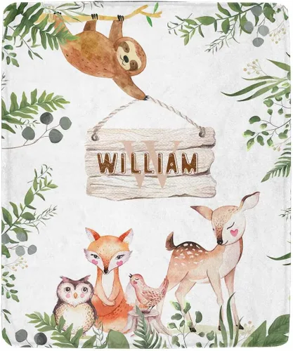 Miniatura 28 de Artsadd Manta personalizada con nombre, manta personalizada de animales de la selva, manta personalizada de safari para niños, niñas, baby shower