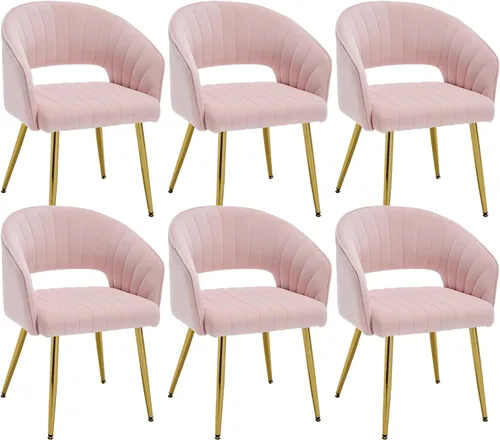 Miniatura 8 de KCC Juego de 2 Sillas de Comedor de Acento Moderno, Sillas de Comedor Tapizadas en Terciopelo con Respaldo Hueco, Sillas de Cocina Acolchadas Sillas