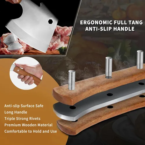 Miniatura 3 de Kitory Carne Cleaver - Cuchillo picador de huesos de 6 pulgadas, cuchillo de carnicero resistente con mango de madera, hoja de acero inoxidable