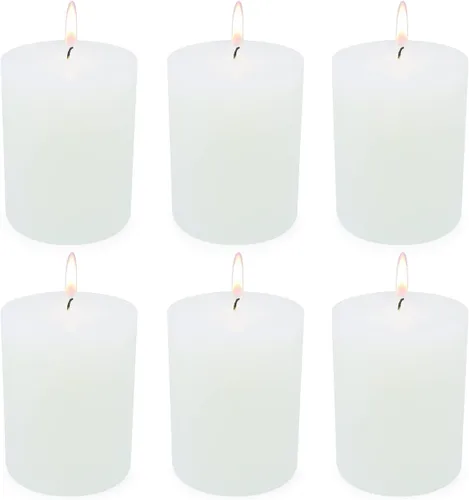 Miniatura 10 de Paquete de 12 velas de pilar de 2 x 3 pulgadas, velas de columna sin perfume para el hogar, restaurantes, spa, iglesia, bodas, sin humo, sin goteo