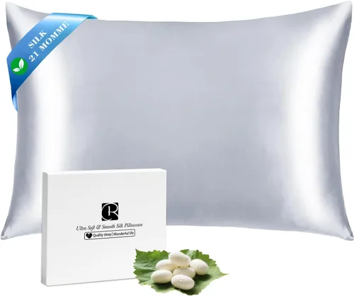 Miniatura 16 de Ravmix - Juego de 2 fundas de almohada de seda para cabello y piel con cremallera oculta, juego de 2 fundas de almohada de seda de morera 21Momme