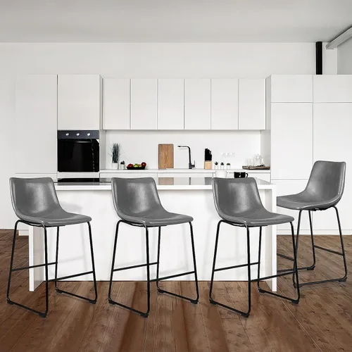 Miniatura 12 de LEMBERI Juego de 2 sillas de comedor de piel sintética, modernas sillas de cocina y comedor de 18 pulgadas con respaldo y patas de metal, cómodo