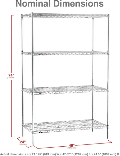 Miniatura 2 de Metro EZ2448NC-4 Super Erecta - Estantería de alambre industrial de 4 estantes, cromada, 24 "x 48" x 74.5" Cromado