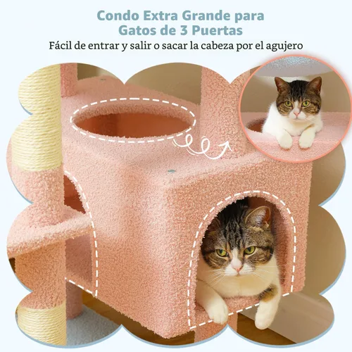 Miniatura 3 de PAWZ Road Árbol de flores para gatos, torre grande para gatos de 72 pulgadas con hamaca de marco de acero y 7 postes rascadores, árbol alto para Azul