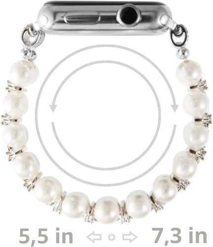 Miniatura 3 de Pulsera de perlas compatible con Apple Watch de 38/40/41 mm 42/44/49 mm iWatch Series 9/8/7/6/5/4/3/2/1, correa de repuesto de joyería de diamantes