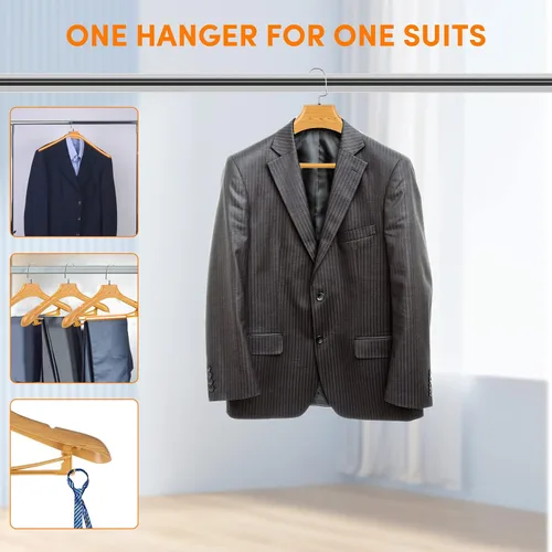 Miniatura 5 de DEDU Perchas de traje para hombre, paquete de 20, ancho de 17.5", perchas de abrigo sin protuberancia en el hombro, antideslizantes para suéteres