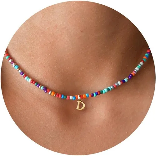 Miniatura 25 de Yoosteel Regalos de San Valentín para niños, adolescentes y niñas, collares con iniciales de cuentas coloridas para mujeres y niños, joyería
