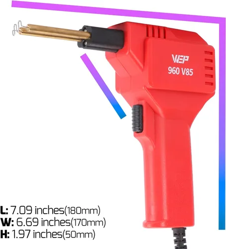 Miniatura 3 de WEP 960-V85 - Kit de soldador de plástico de alta potencia con luces LED con 200 grapas calientes y alicates para soldadura de plástico grueso