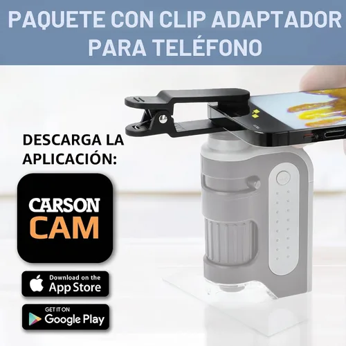 Miniatura 2 de Microscopio de bolsillo Carson MicroBrite Plus 60x 120x con iluminación de energía LED (MM-300). Portable Handheld Microscope STEM Toy - Mini