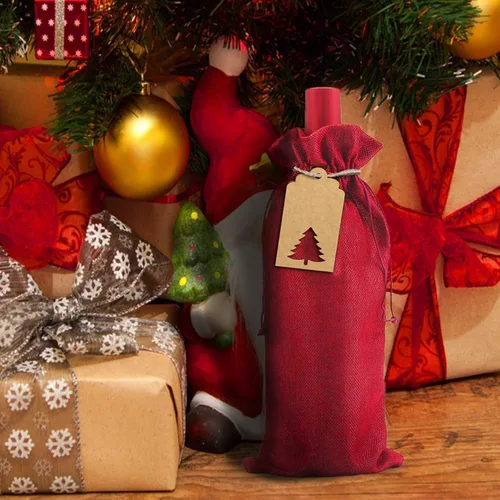 Miniatura 7 de LOKIPA Bolsas de regalo de vino de arpillera, 12 bolsas para botellas de vino de yute con cordón, fundas reutilizables para botellas de vino