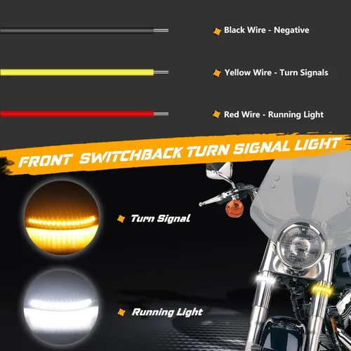 Miniatura 3 de Tira de luces direccionales para motocicleta, intermitentes LED universales flexibles de 12V compatibles con Harley Cafe Racer, moto de doble uso