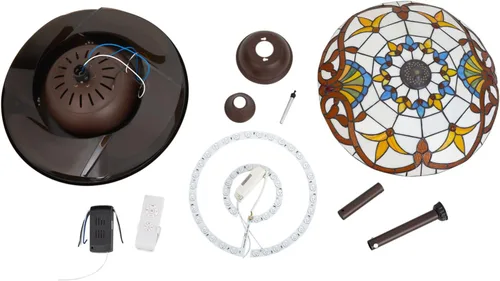 Miniatura 8 de LOYALHEARTDY Tiffany - Ventiladores de techo con luces y control remoto retráctil Tiffany de 42 pulgadas, 6 velocidades, 3 luces LED y función