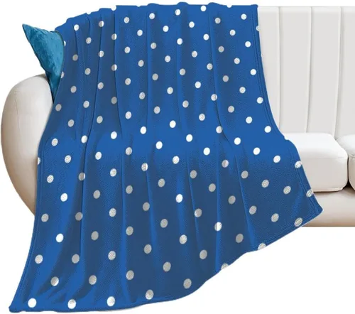 Miniatura 18 de Manta de felpa de lunares blanco aguamarina, suave y acogedora, manta de franela para todas las estaciones, para sofá, cama, 40 x 50 pulgadas