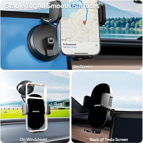 Miniatura 4 de Soporte universal para teléfono Tesla [soporte de metal plegable de rotación de 360°] Soporte de teléfono actualizado al vacío para Tesla