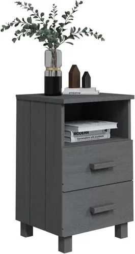 Miniatura 7 de Armario de noche con 2 cajones y 1 compartimento abierto, mesita de noche de madera, mesa auxiliar organizadora de almacenamiento para muebles