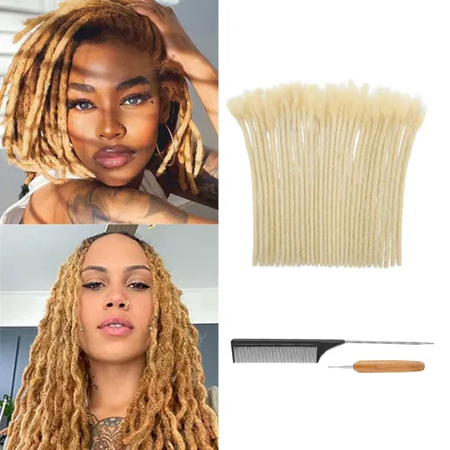Miniatura 26 de Extensiones de Rastas de Cabello Humano 0.4cm de Grosor 4 Pulgadas 20 Hebras 100% Cabello Humano Real para Hombres/Mujeres/Niños Completamente
