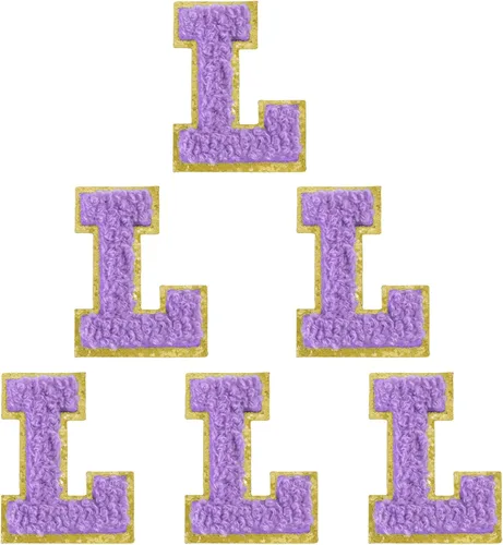 Miniatura 92 de 6 piezas de parches de letras de chenilla autoadhesivas, parches de letras preppy de 2 pulgadas para bolsos, ropa y sombreros, grandes pegatinas